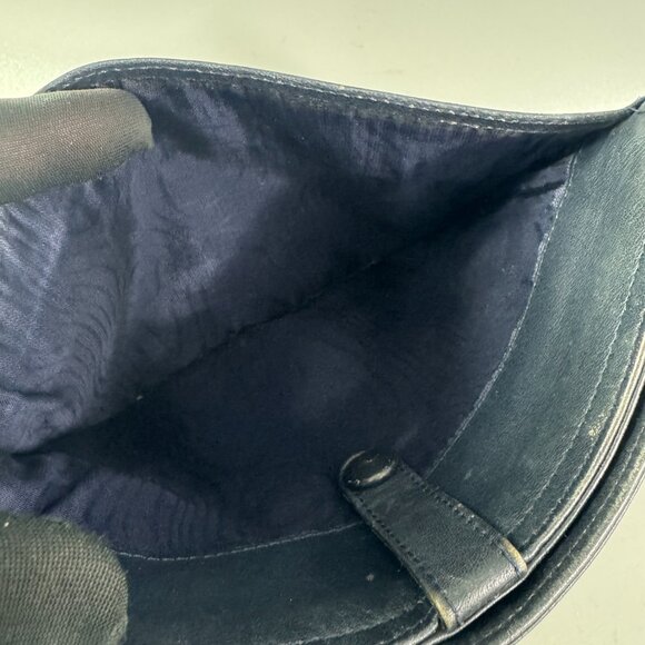 Authentic Vintage Bottega Veneta Navy Blue Leather Wristlet Clutch Made in Italy